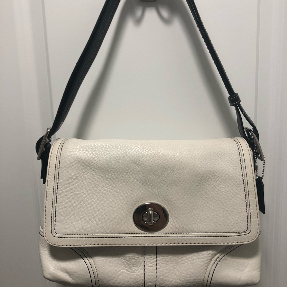 Coach Hampton Flap Pebbled Leather Bag